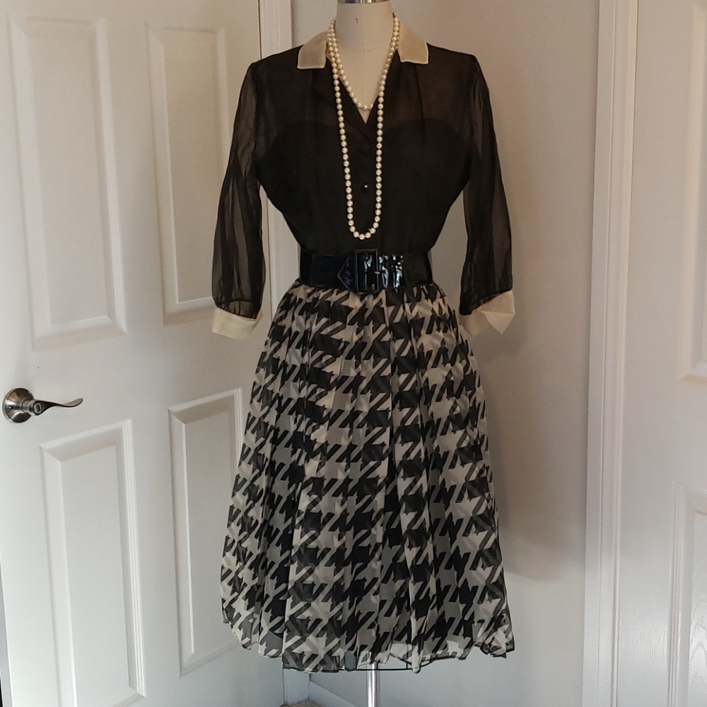 Vintage Black and White Organza Dress